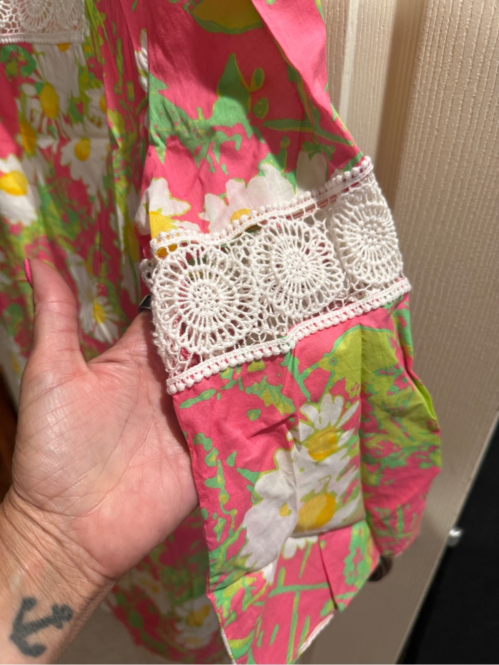 Lilly Pulitzer Pink & White Lace-Trim Top - Picture 3 of 4